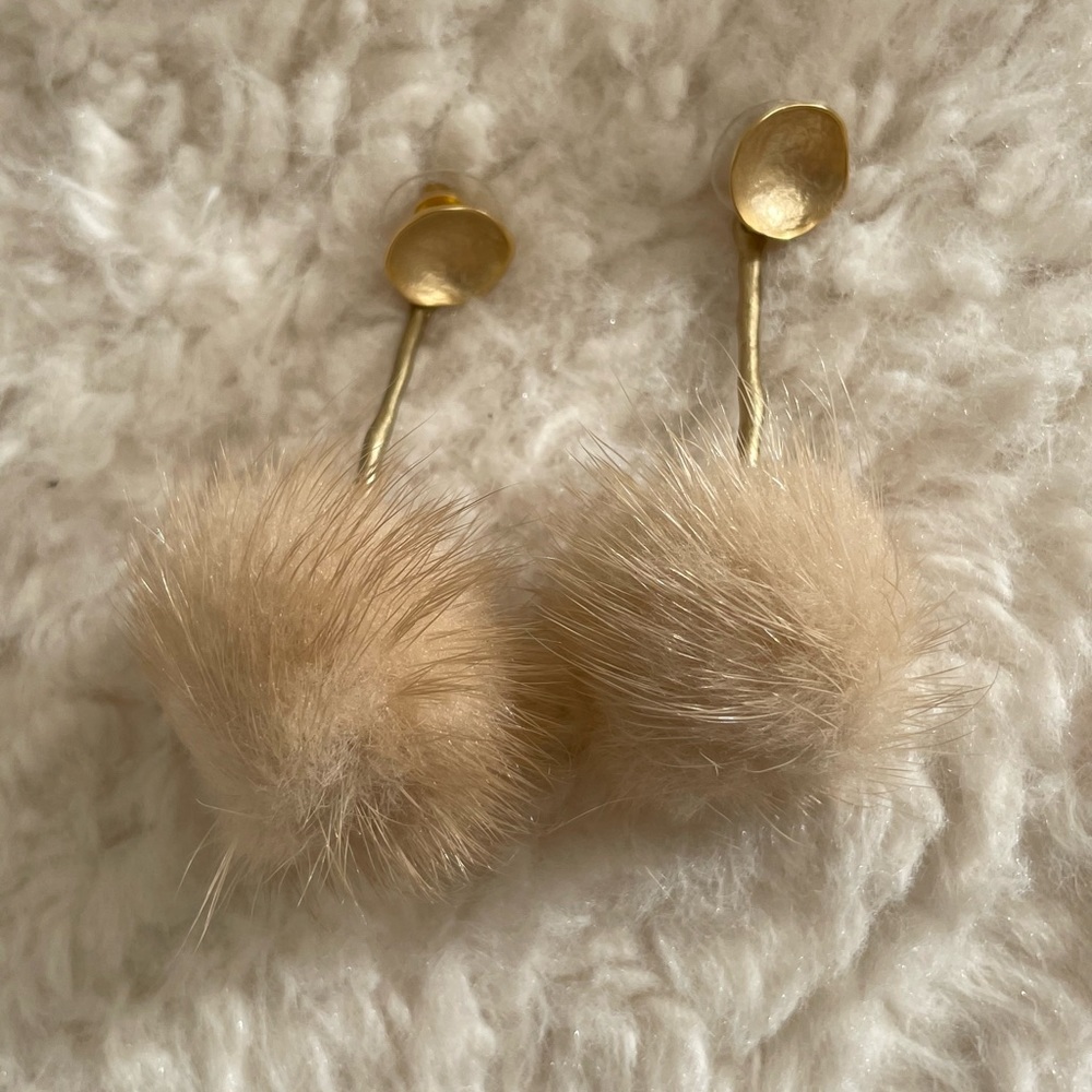 Real Mink Earrings with gold hardware